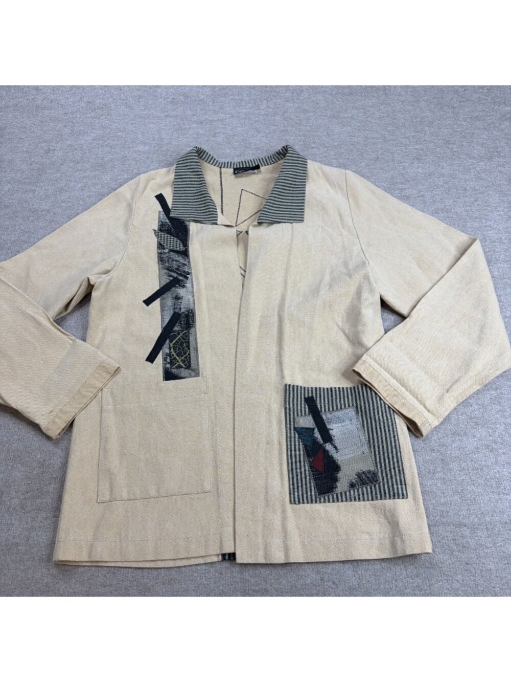 Beppa Womens Jacket Small Beige Chore Barn Unstructured Art to Wear Lagenlook